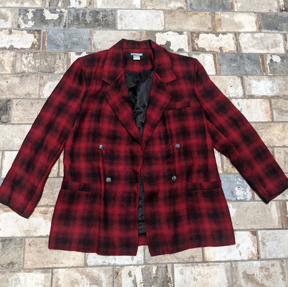 Katherine Marie Size 14 Vintage Red Black Blazer